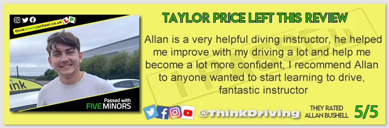Passed with think driving school August 2022 and left this 5 star review