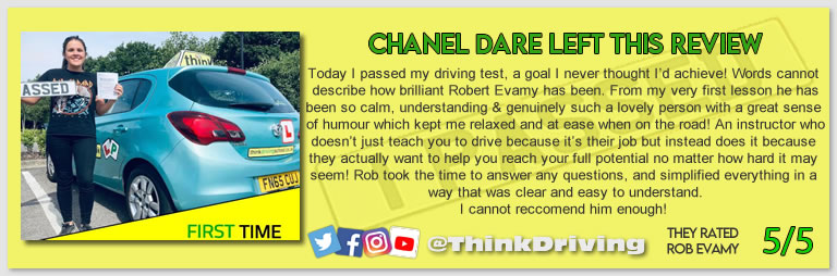 Passed with think driving school August 2022 and left this 5 star review