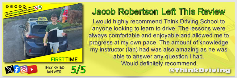 Driving School Godalming Passed with think driving school DECEMBER 2024 and left this 5 star review