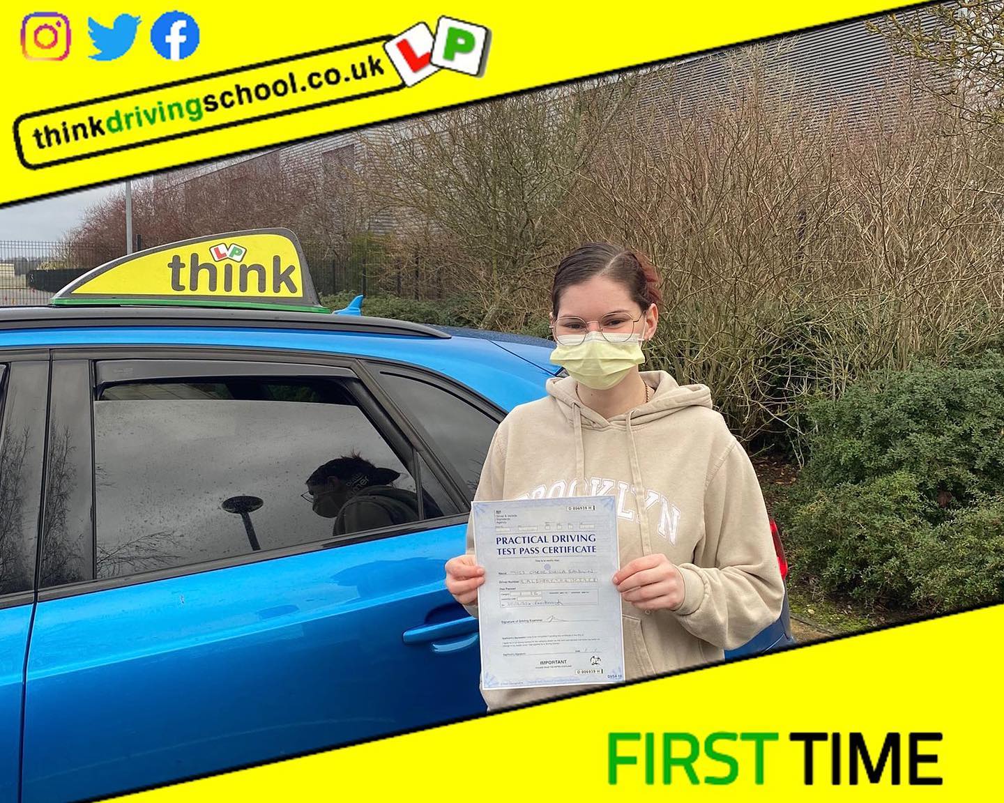 Passed with think driving school December 2021 and left this 5 star review