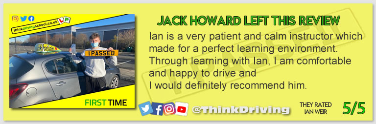 Passed with think driving school December 2021 and left this 5 star review