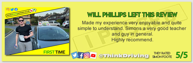 Passed with think driving school November 2022 and left this 5 star review