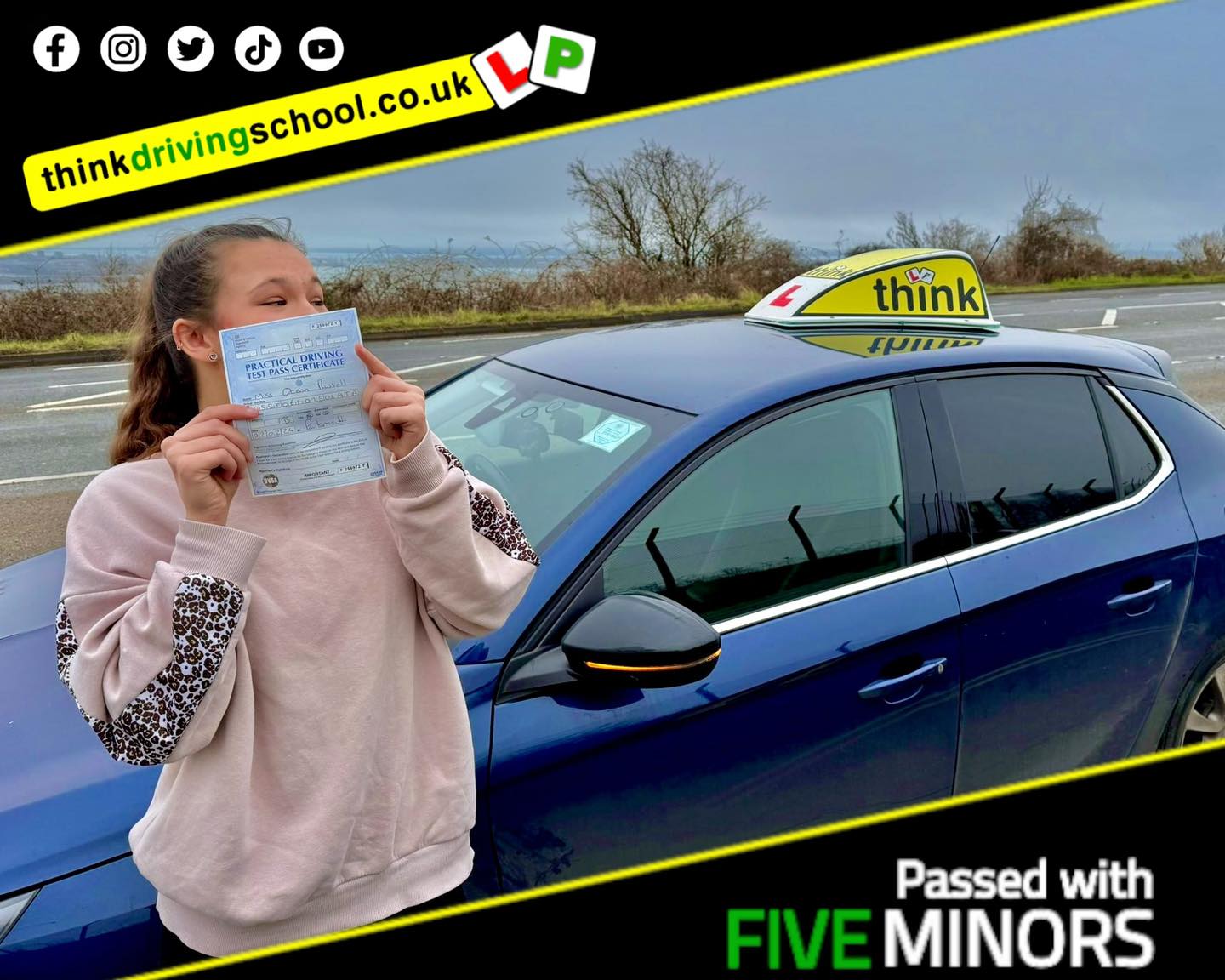 Driving School Hampshire pass Photo Passed with think driving school February 2024 and left this 5 star review