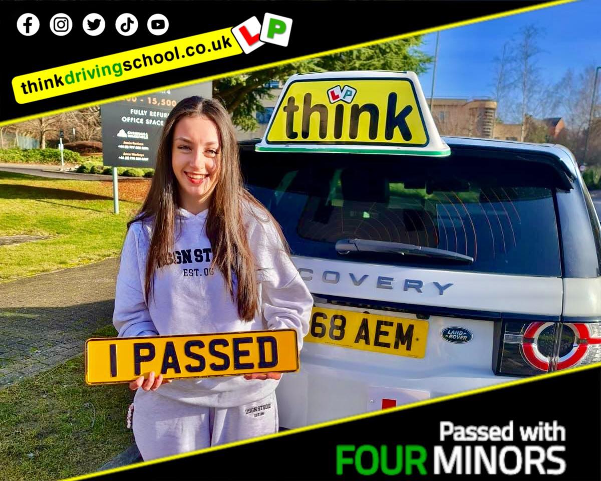 Driving School Hampshire pass Photo Passed with think driving school February 2024 and left this 5 star review