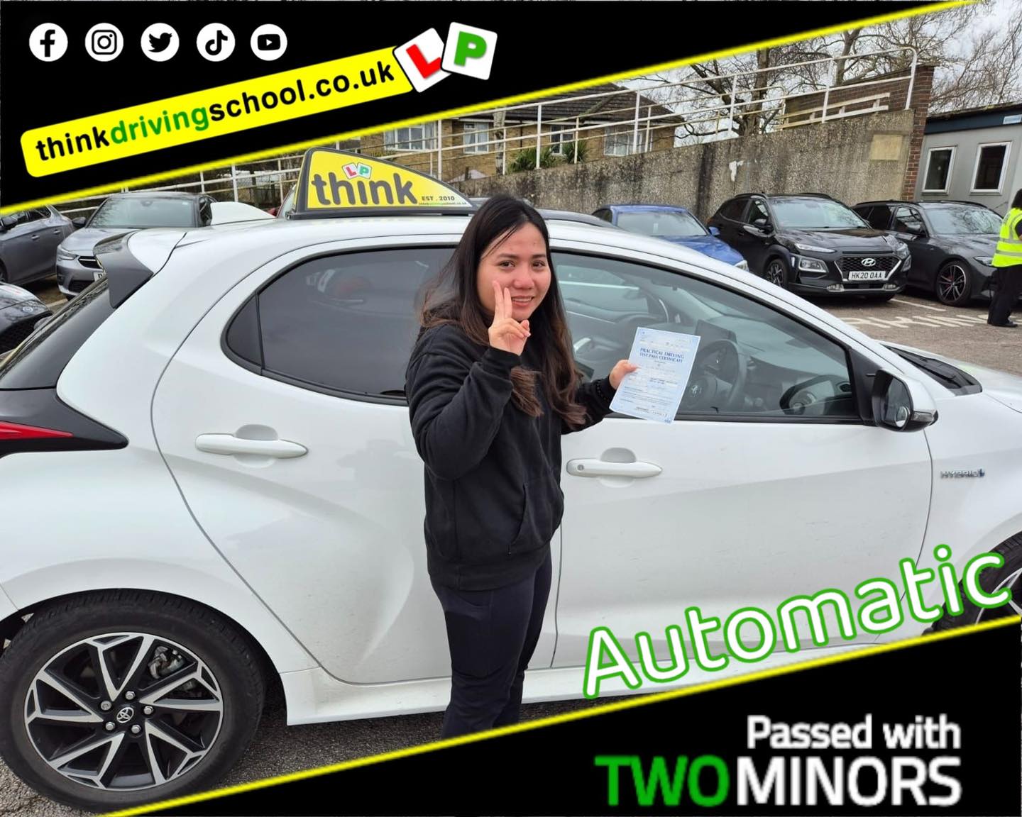 Driving School Hampshire pass Photo Passed with think driving school February 2024 and left this 5 star review