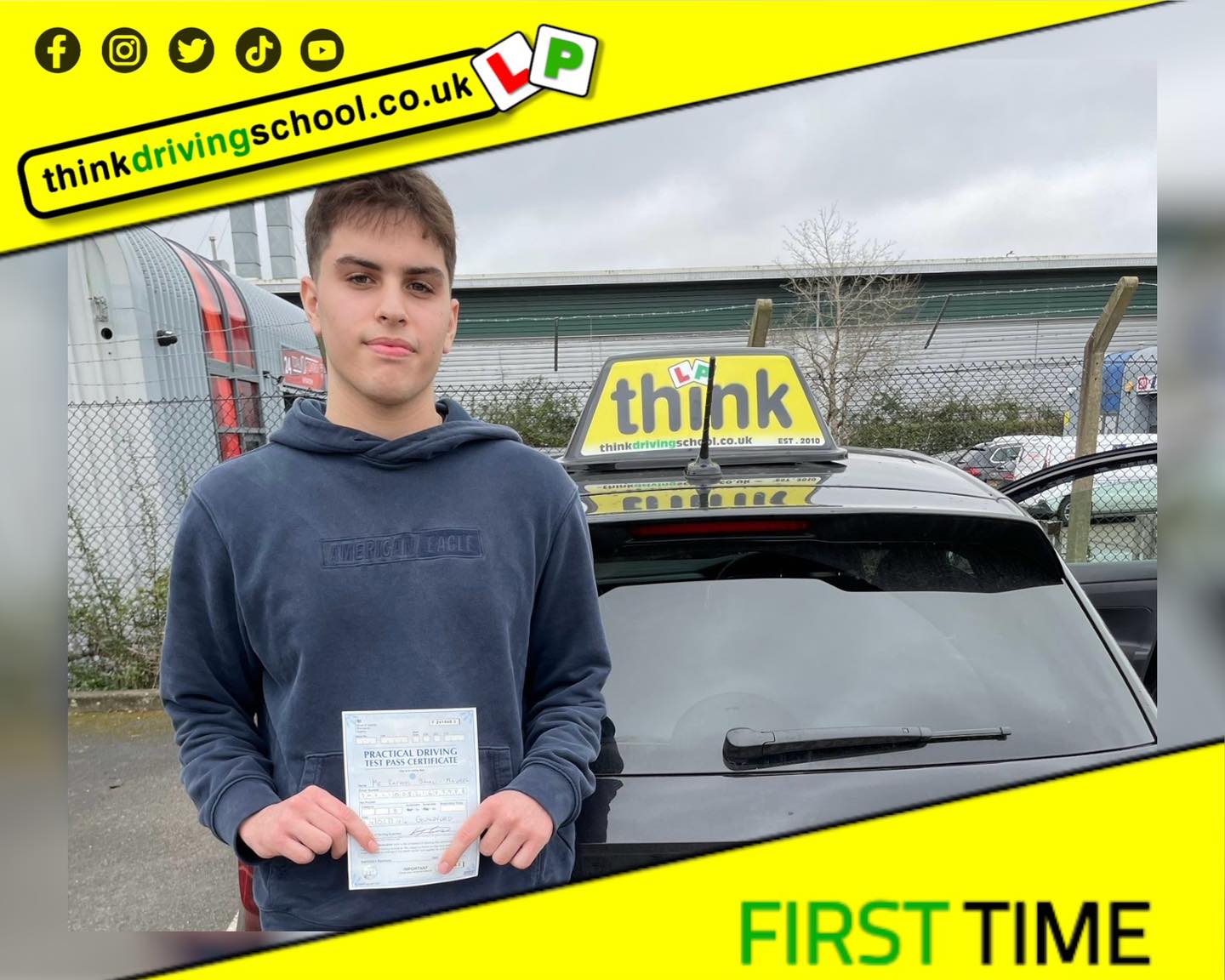 Driving School Hampshire pass Photo Passed with think driving school February 2024 and left this 5 star review