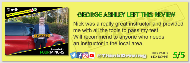 Passed with think driving school February 2022 and left this 5 star review