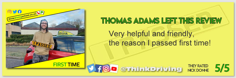 Passed with think driving school February 2022 and left this 5 star review