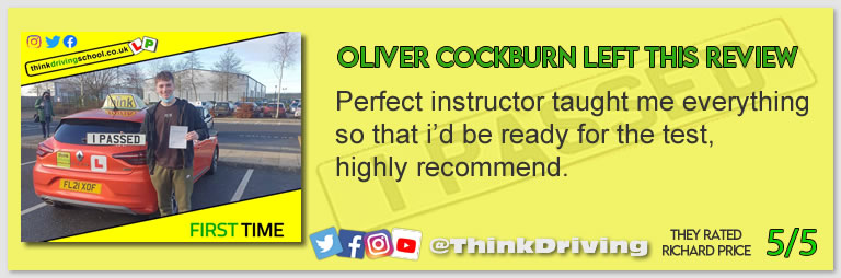 Passed with think driving school February 2022 and left this 5 star review