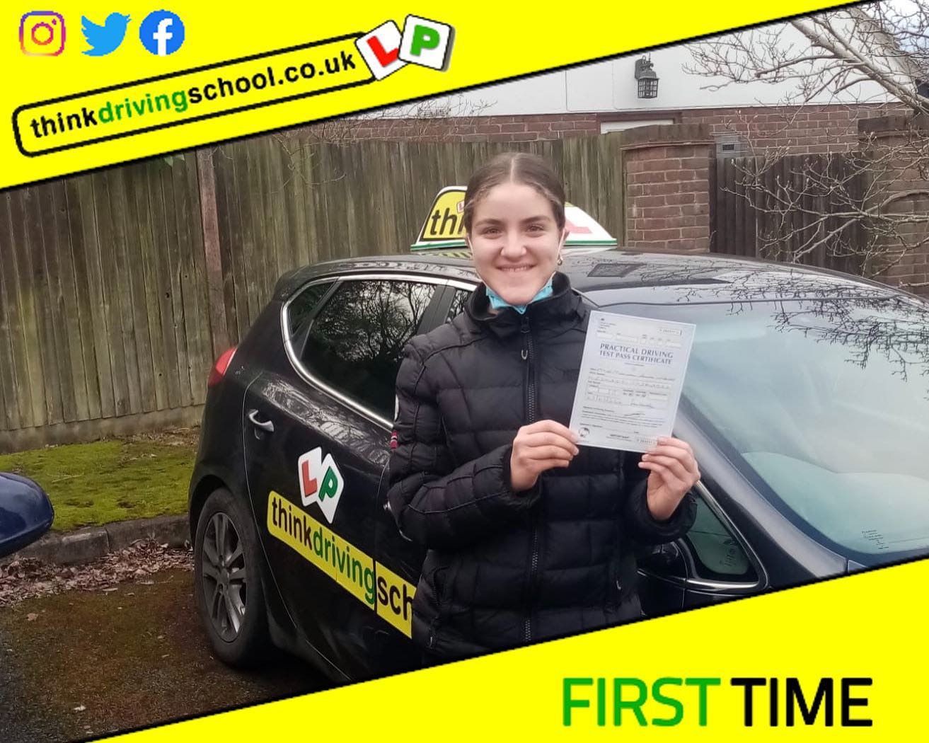 Passed with think driving school February 2022 and left this 5 star review