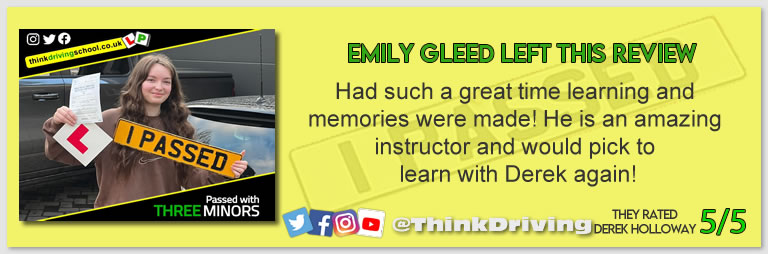 Driving School Hampshire pass Photo Passed with think driving school November 2022 and left this 5 star review