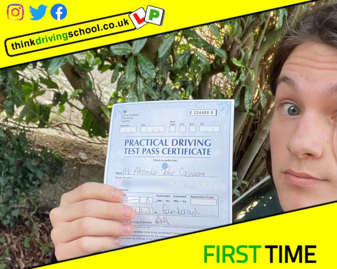 Driving School Hampshire pass Photo Passed with think driving school February 2023 and left this 5 star review