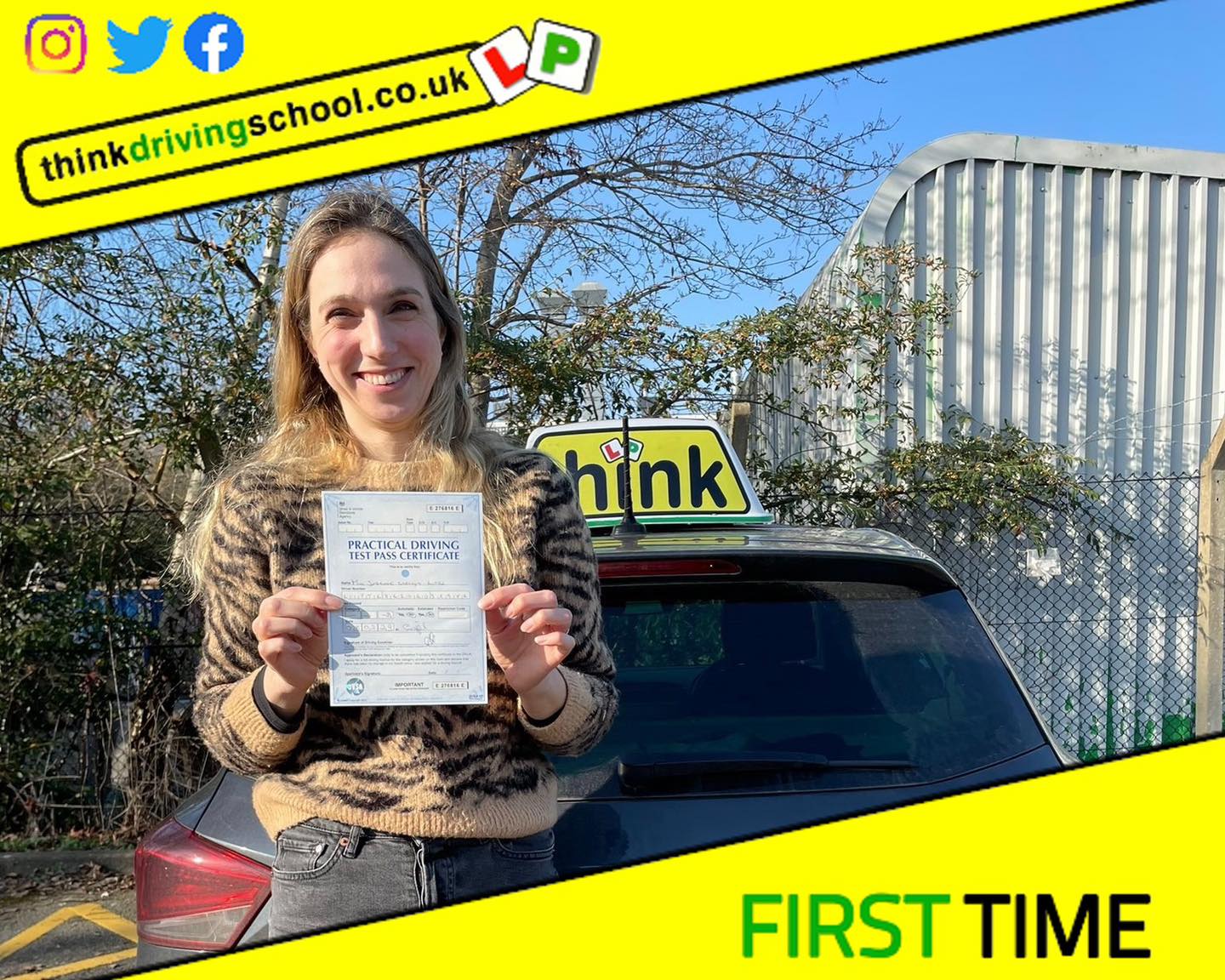 Driving School Hampshire pass Photo Passed with think driving school February 2023 and left this 5 star review