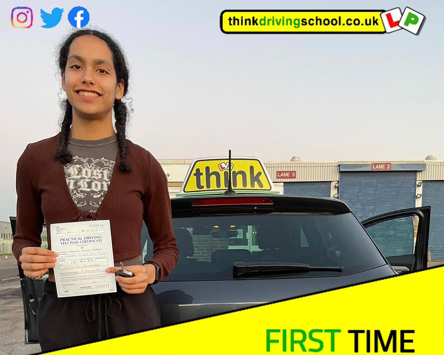 Driving School Hampshire pass Photo Passed with think driving school February 2023 and left this 5 star review