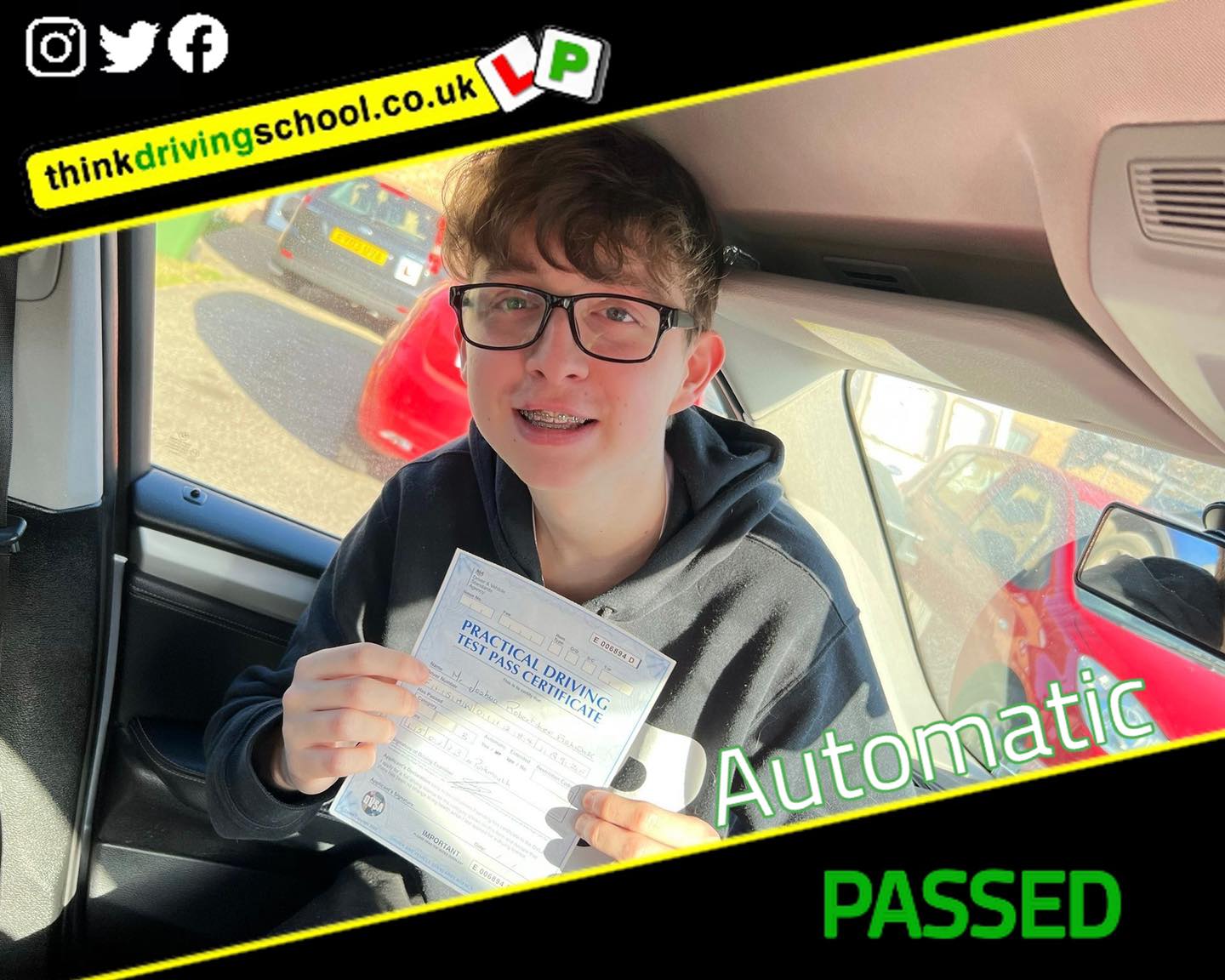 Driving School Hampshire pass Photo Passed with think driving school February 2023 and left this 5 star review