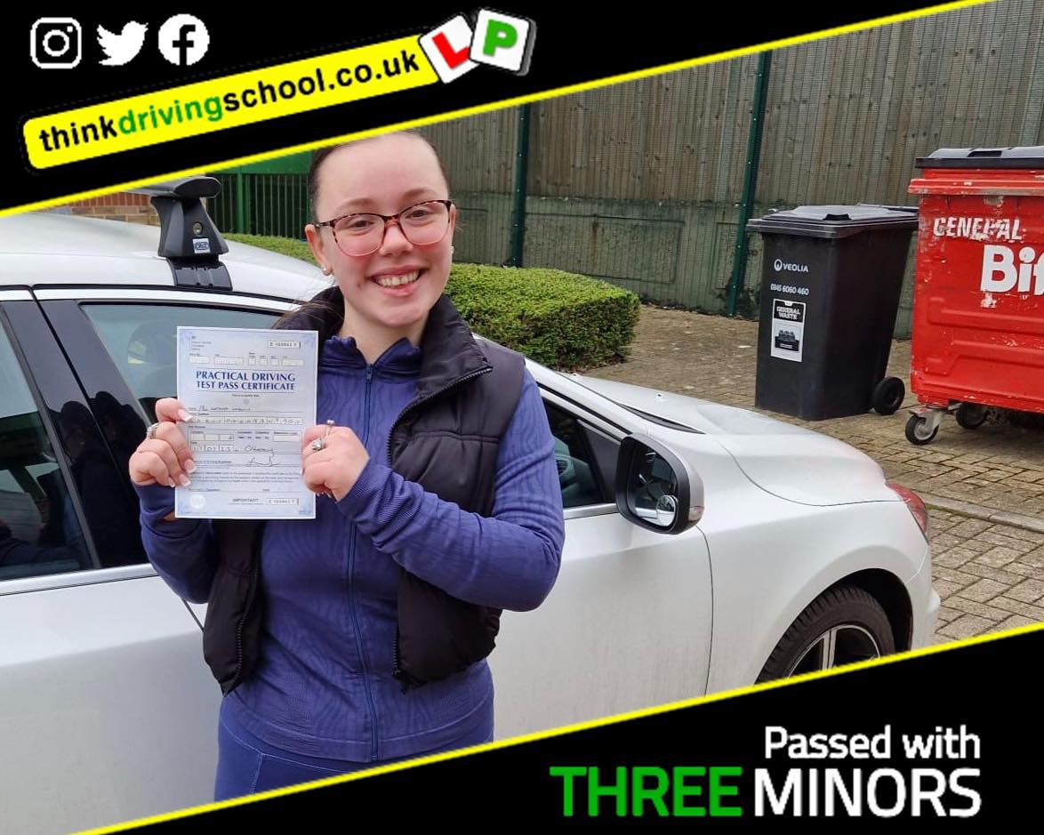 Driving School Hampshire pass Photo Passed with think driving school February 2023 and left this 5 star review