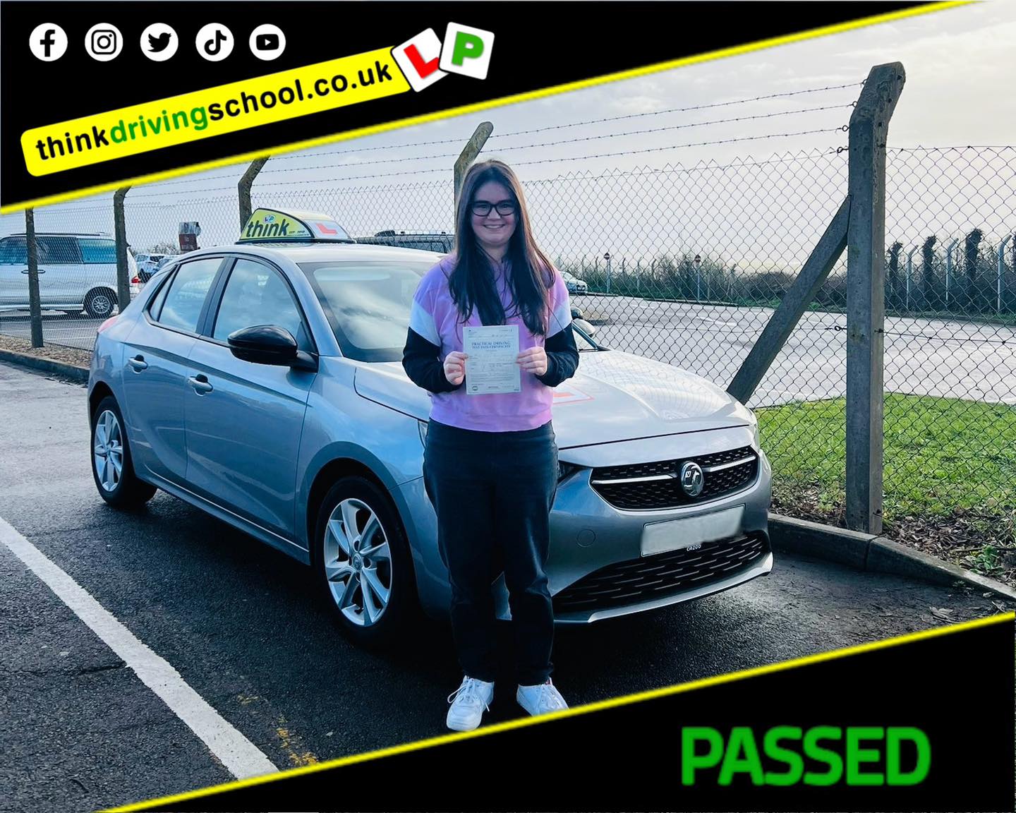 Driving School Hampshire pass Photo Passed with think driving school January 2024 and left this 5 star review