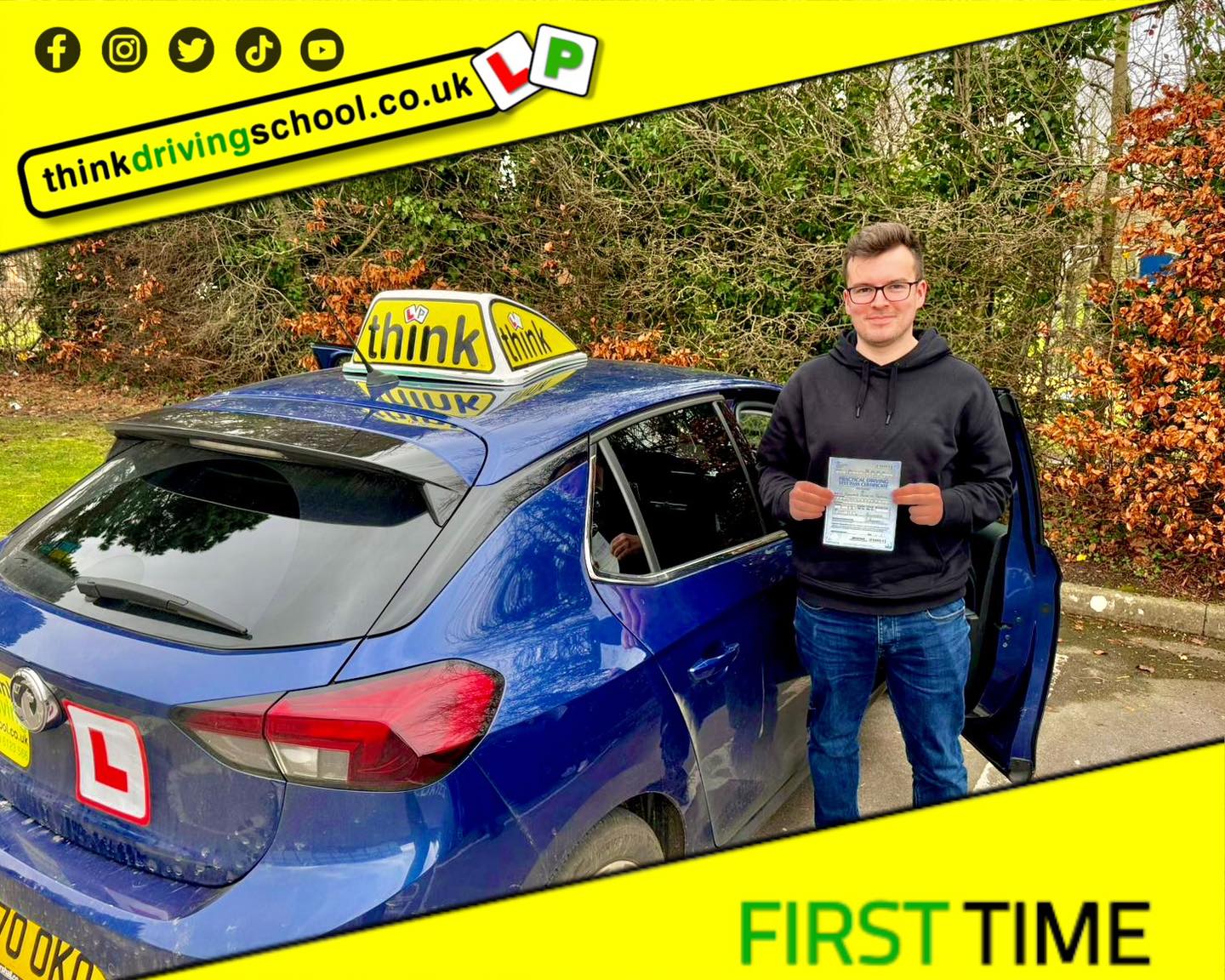 Driving School Hampshire pass Photo Passed with think driving school January 2024 and left this 5 star review