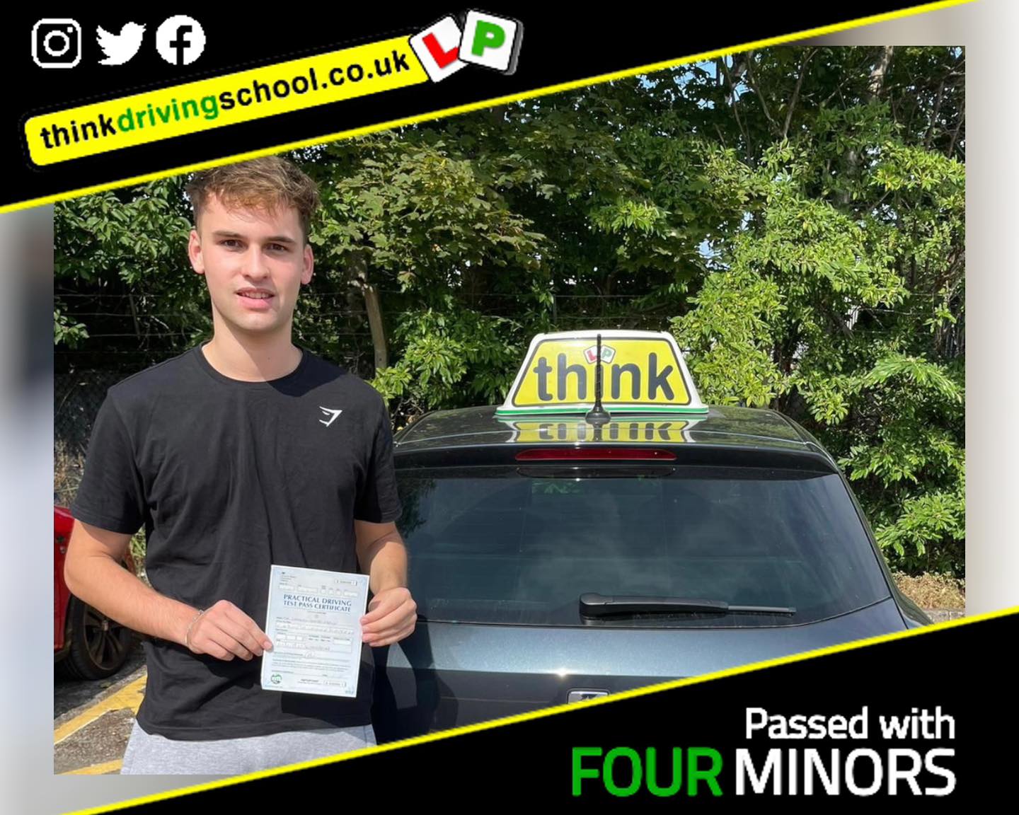 Driving School Hampshire pass Photo Passed with think driving school JULY 2023 and left this 5 star review