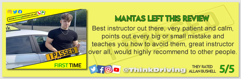 Driving School Hampshire pass Photo Passed with think driving school JULY 2023 and left this 5 star review