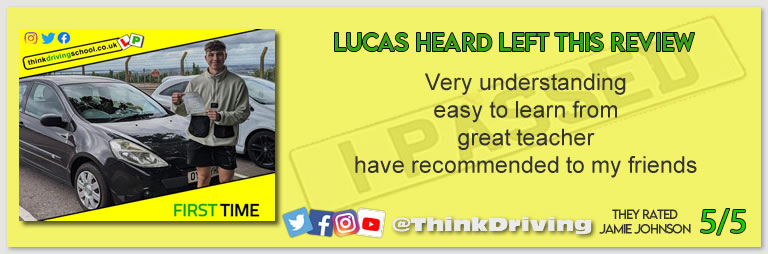 Driving School Hampshire pass Photo Passed with think driving school JULY 2023 and left this 5 star review