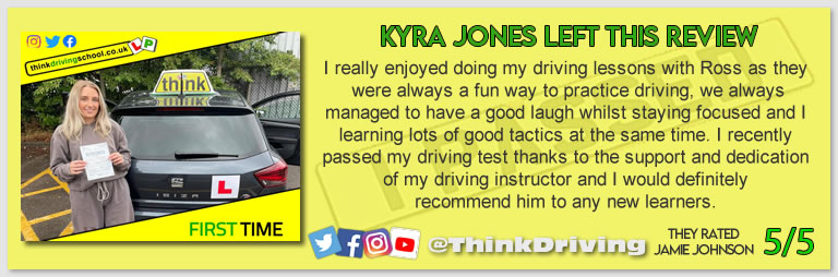 Driving School Hampshire pass Photo Passed with think driving school JULY 2023 and left this 5 star review