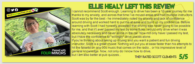 Driving School Hampshire pass Photo Passed with think driving school JULY 2023 and left this 5 star review