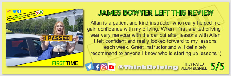 Harry Parsonage Wrote this awesome review of allan bushell driving instructor from Sandhurst & Camberley