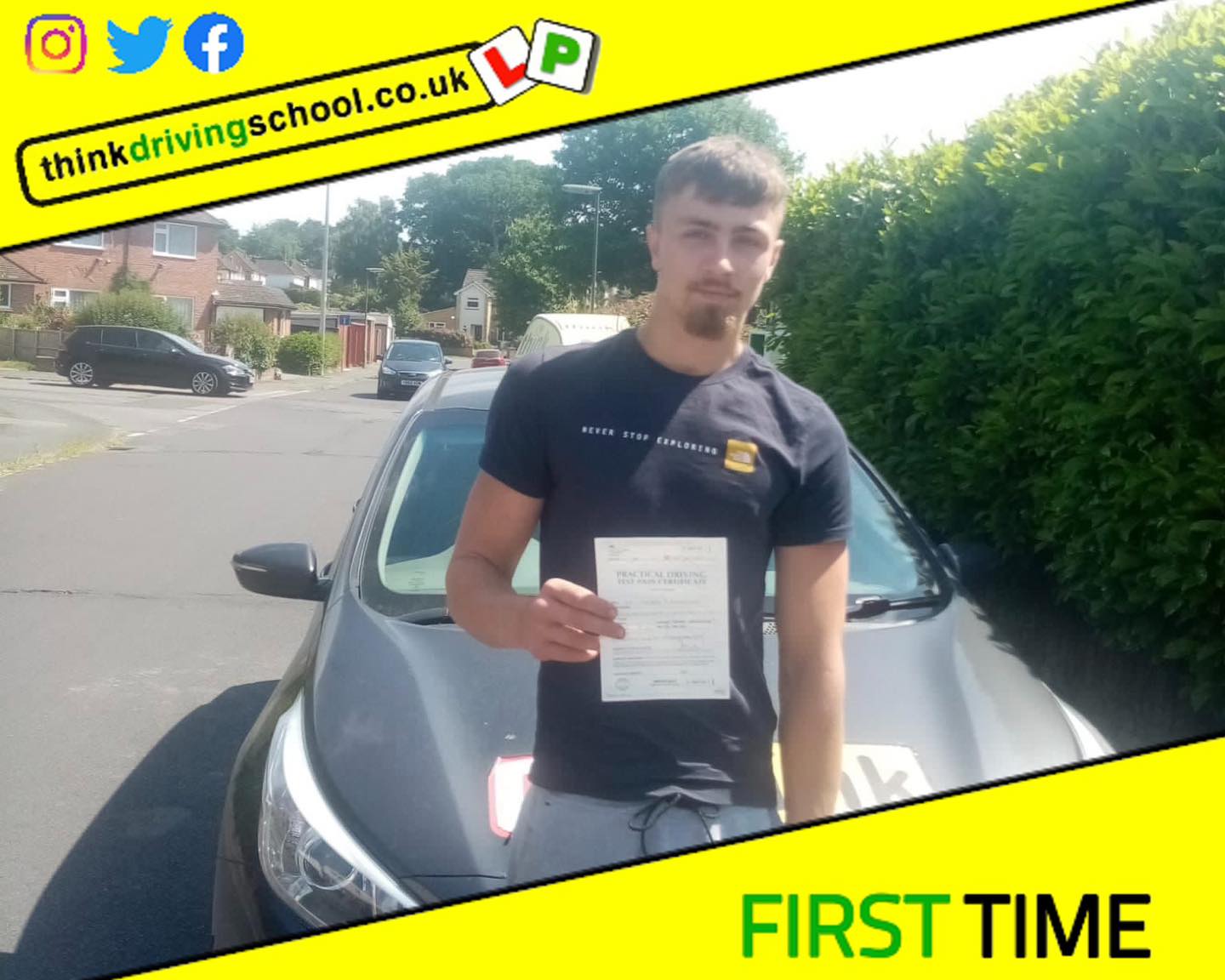 Driving School Hampshire pass Photo Passed with think driving school JUNE 2023 and left this 5 star review