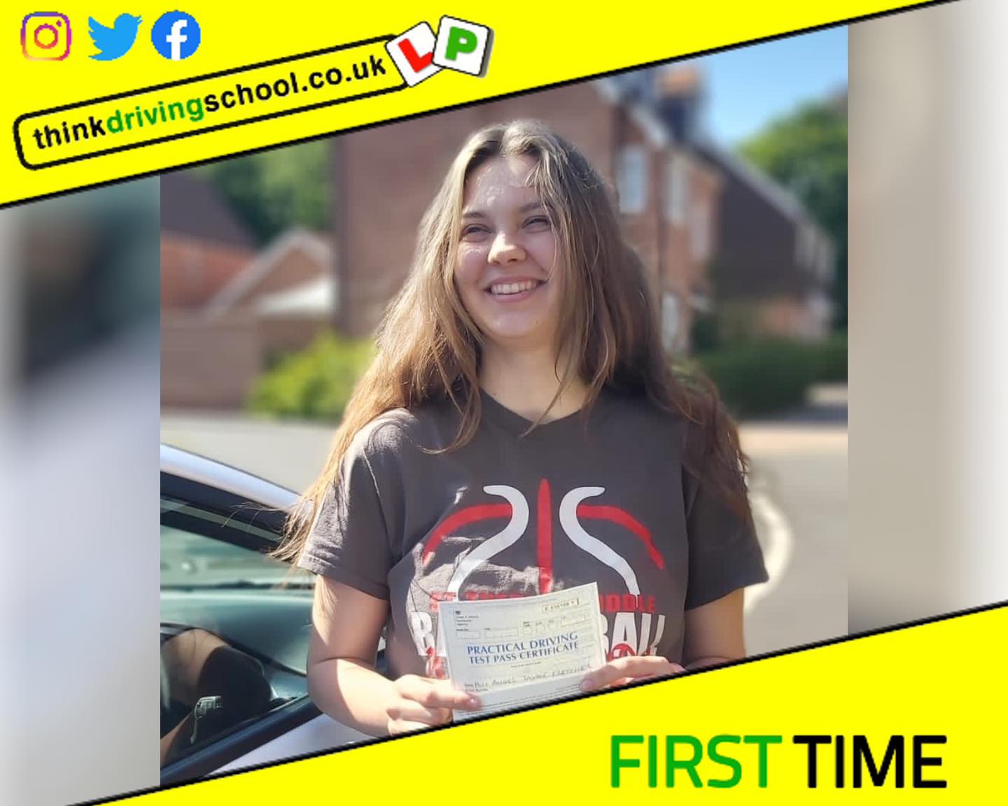 Driving School Hampshire pass Photo Passed with think driving school JUNE 2023 and left this 5 star review