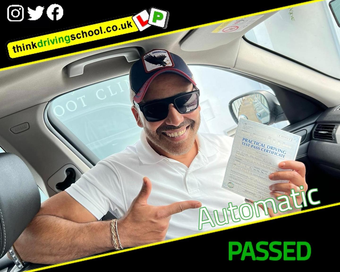 Driving School Hampshire pass Photo Passed with think driving school JUNE 2023 and left this 5 star review
