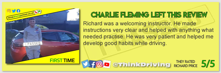 Passed with think driving school December 2021 and left this 5 star review