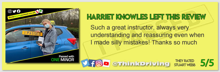 Passed with think driving school December 2021 and left this 5 star review