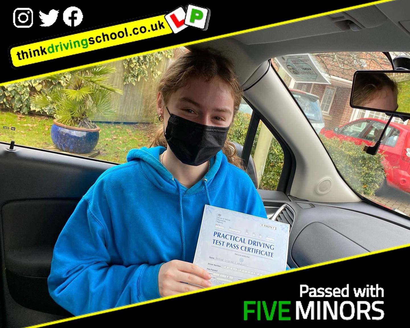 Passed with think driving school January 2022 and left this 5 star review