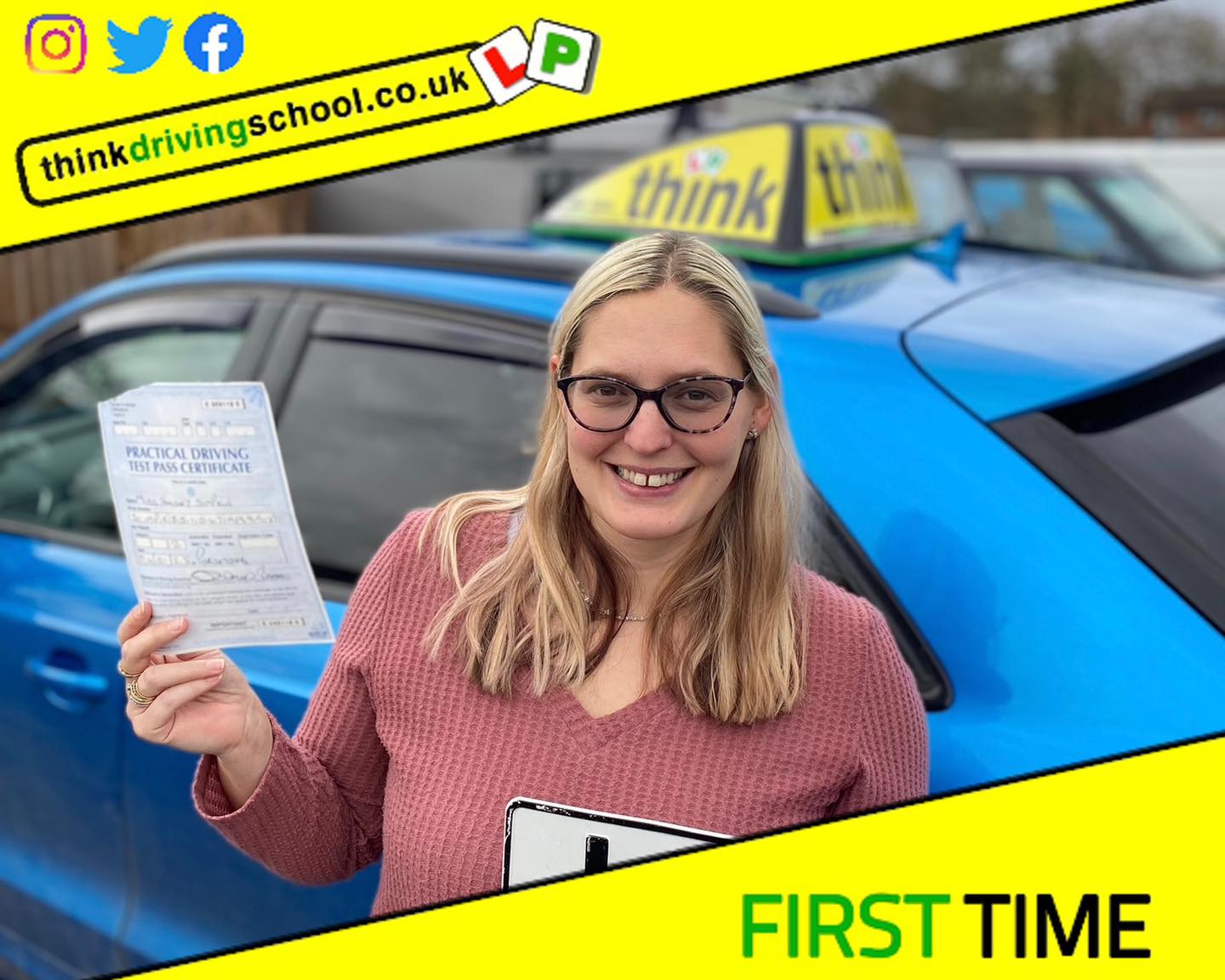 Driving School Hampshire pass Photo Passed with think driving school November 2022 and left this 5 star review