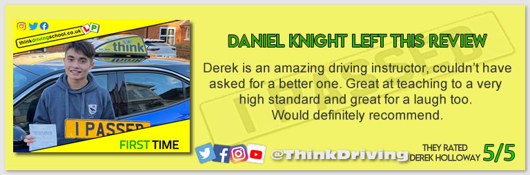 Driving School Hampshire pass Photo Passed with think driving school November 2022 and left this 5 star review