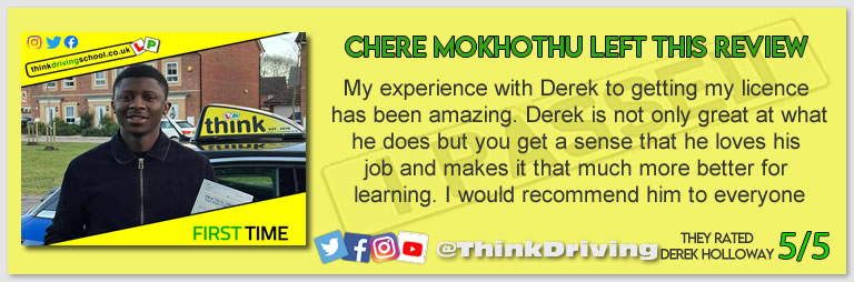 Driving School Hampshire pass Photo Passed with think driving school November 2022 and left this 5 star review