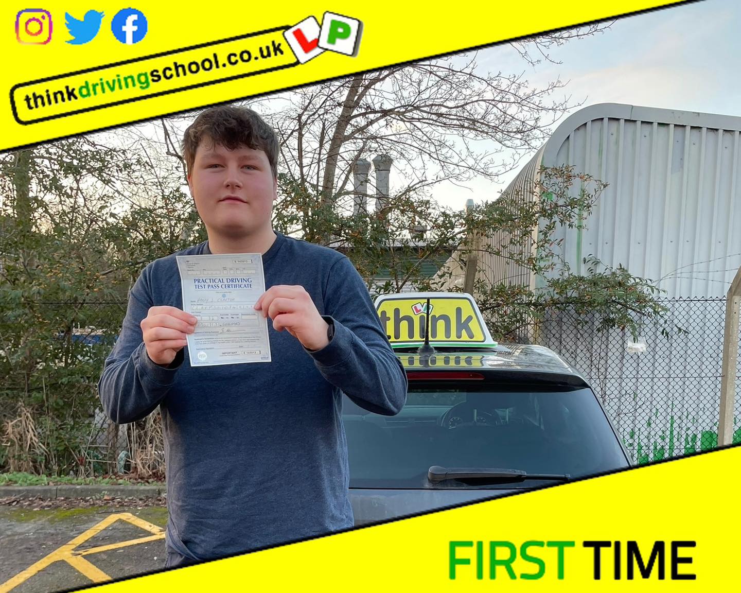 Driving School Hampshire pass Photo Passed with think driving school November 2022 and left this 5 star review