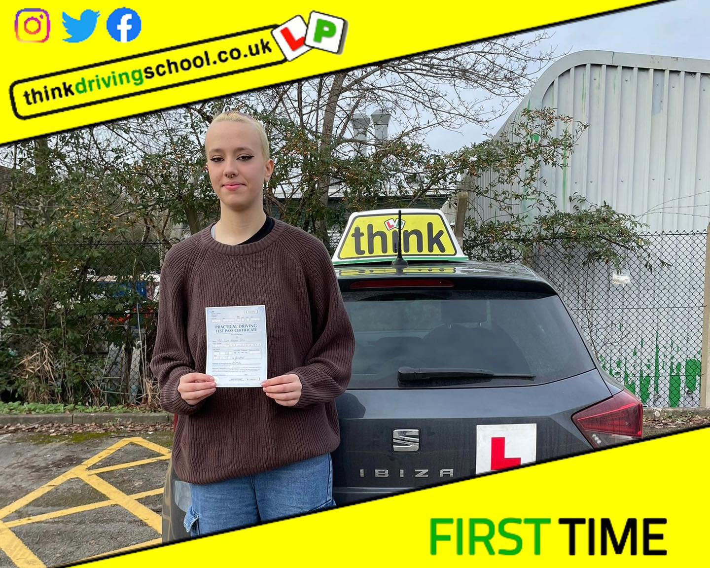 Driving School Hampshire pass Photo Passed with think driving school November 2022 and left this 5 star review