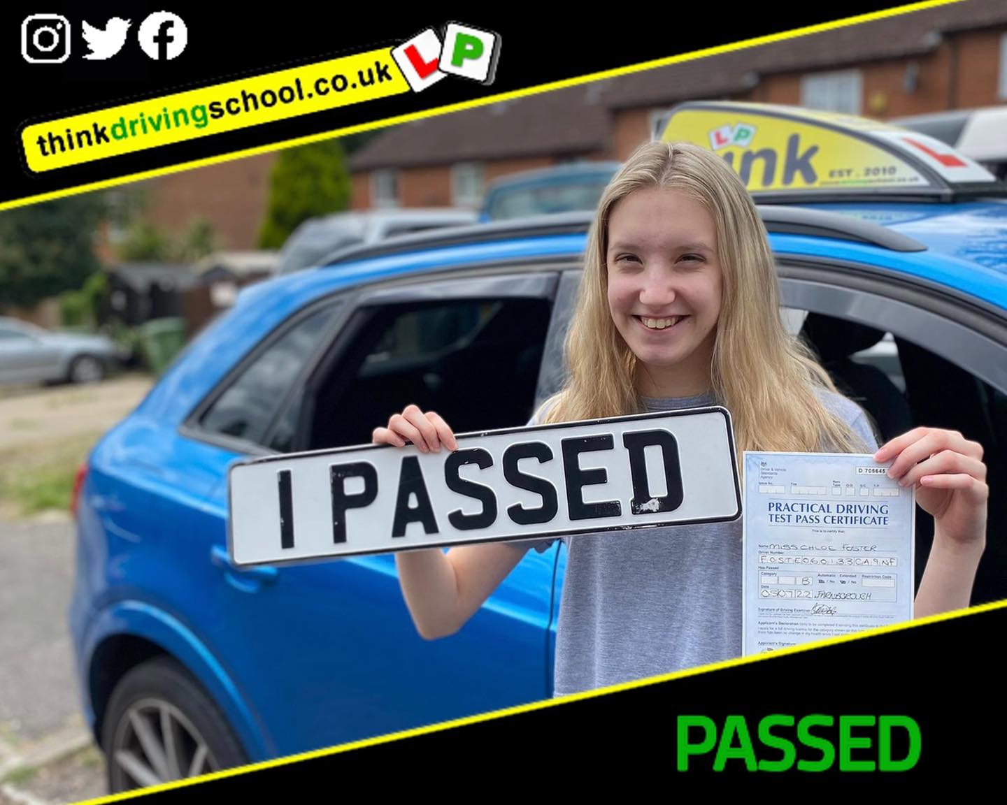 Passed with think driving school July 2022 and left this 5 star review