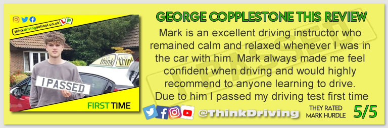 Passed with think driving school July 2022 and left this 5 star review