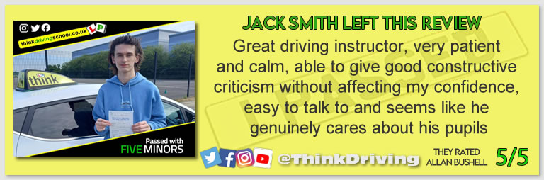 Passed with think driving school MAY 2022 and left this 5 star review