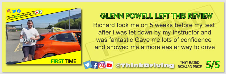 Passed with think driving school MAY 2022 and left this 5 star review