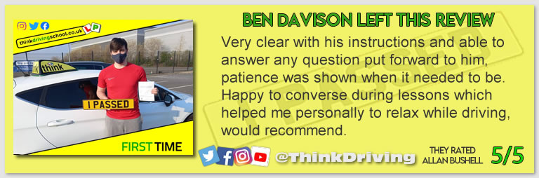 Harry Parsonage Wrote this awesome review of allan bushell driving instructor from Sandhurst & Camberley