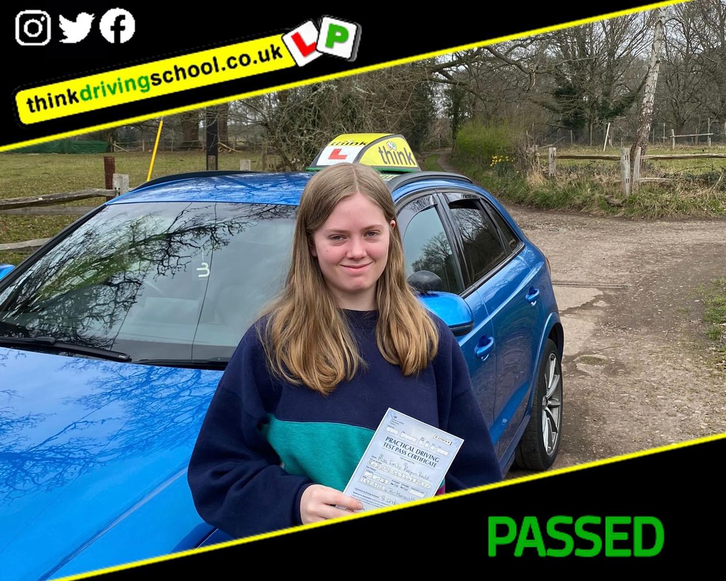 Passed with think driving school March 2022 and left this 5 star review