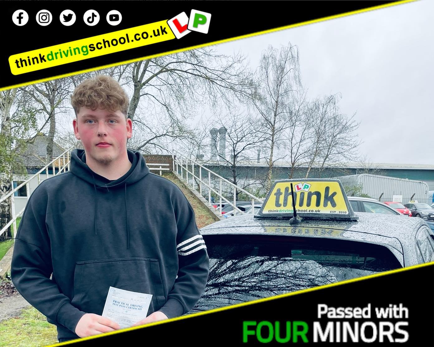 Driving School Hampshire pass Photo Passed with think driving school MARCH 2024 and left this 5 star review