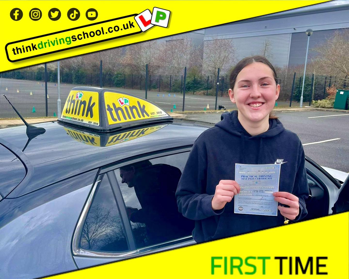 Driving School Hampshire pass Photo Passed with think driving school MARCH 2024 and left this 5 star review