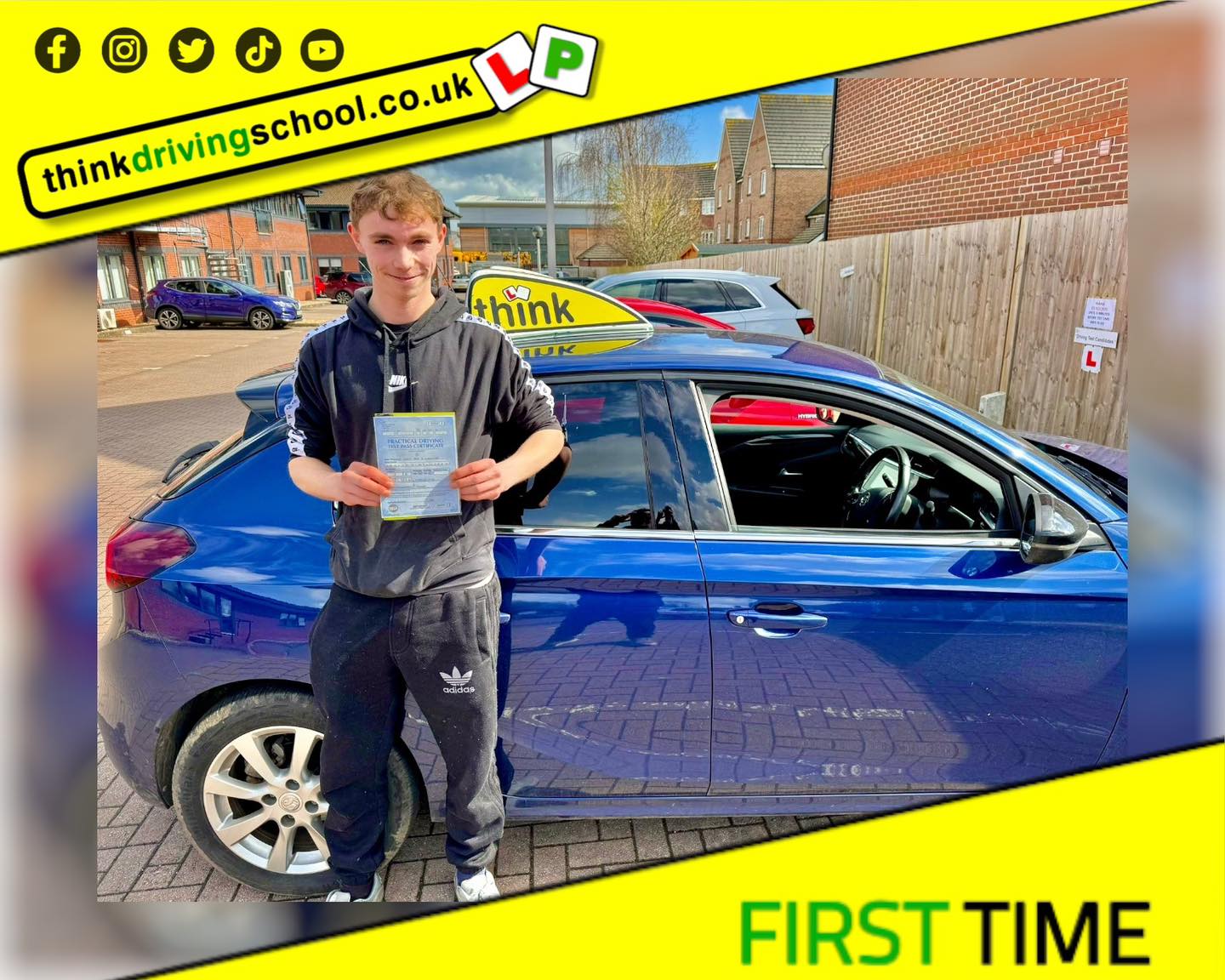Driving School Hampshire pass Photo Passed with think driving school MARCH 2024 and left this 5 star review
