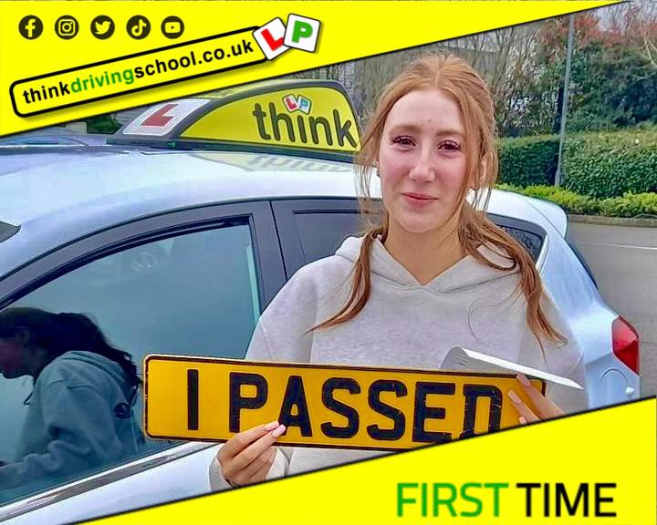 Driving School Hampshire pass Photo Passed with think driving school MARCH 2024 and left this 5 star review