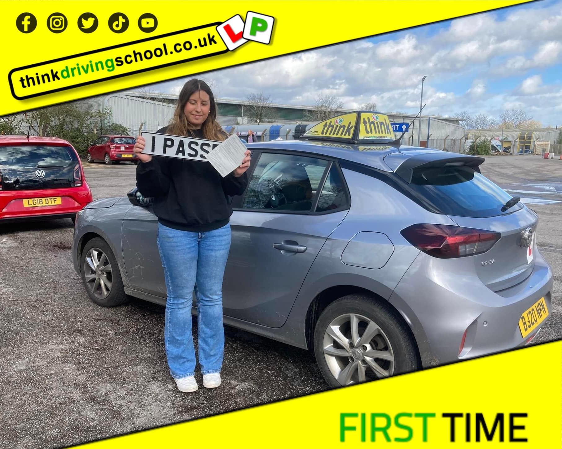 Driving School Hampshire pass Photo Passed with think driving school MARCH 2024 and left this 5 star review